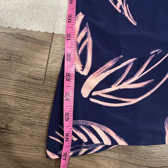 [XS]Tori Richards Honululu Navy and Pink Leaf Print Avery Wide Leg Jumpsuit - Picture 6 of 8